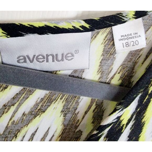 Avenue 18/20 Swing Top Cami Tank Size 1X Yellow Black Sleeveless Relax Fit Rayon - Picture 4 of 5